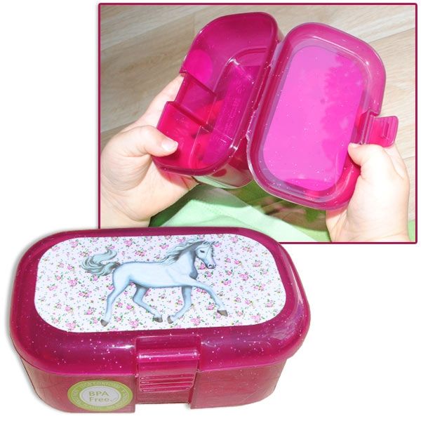 Mini-Lunchbox, Glitzer, Weisses Pferd, 10,5cm x 7cm