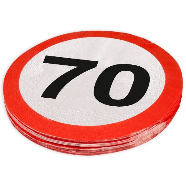 70th Birthday Traffic Sign Napkins - 20 pieces