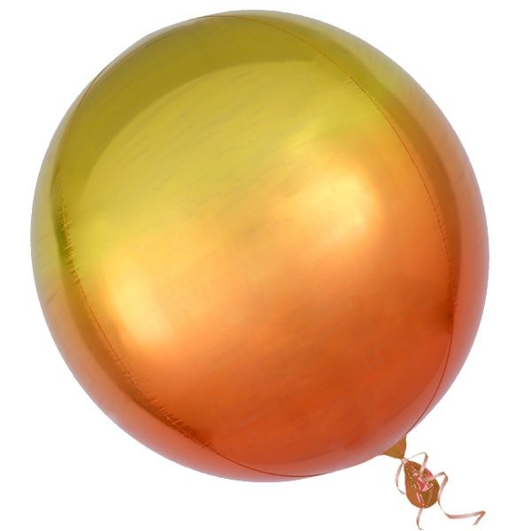 Orbz Folienballon gelb-orange,verpackt,Ø38cm,Bubble Ballon