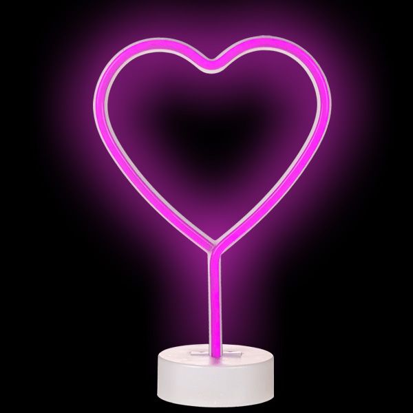 Neon Leuchte Herz, pink, 1 Stk, 27 cm