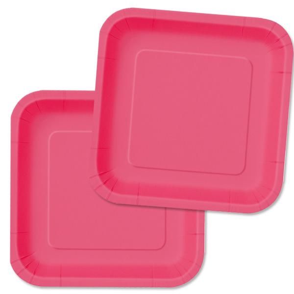 Teller quadratisch pink 16er, 17,8 cm