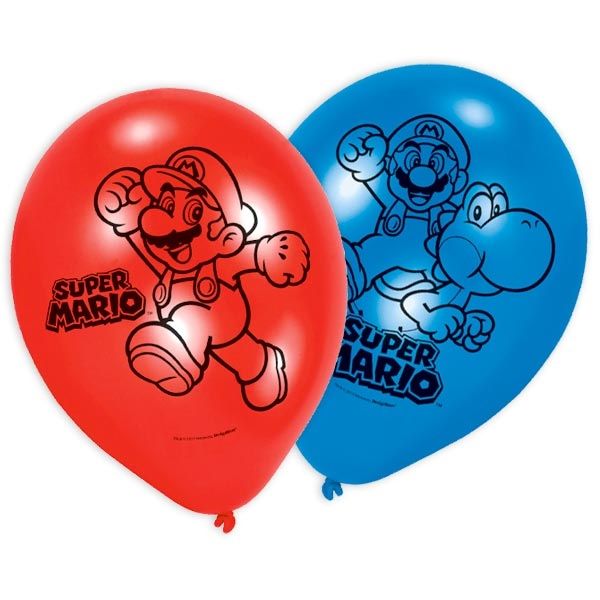 Latexballons Super Mario,6er, 22,8cm