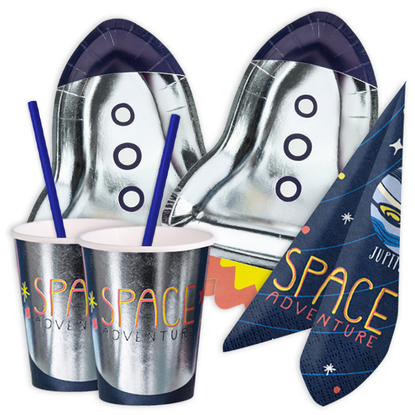 Spaciges Weltraum Basicset, Tischdeko für Astronauten Partys, 44-teilig