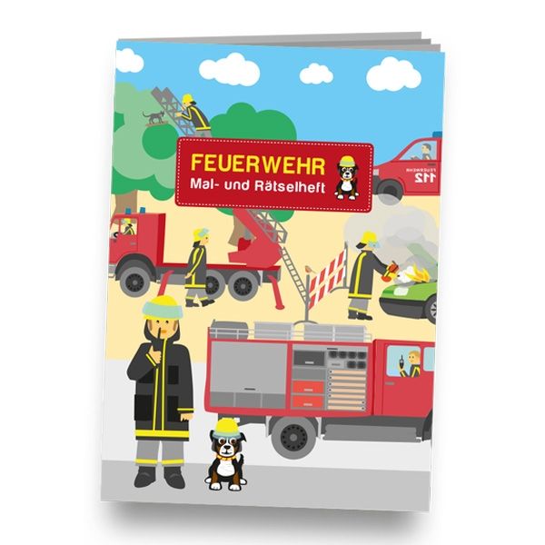 Feuerwehr Mal-Rätselheft, DIN A6, 12 Seiten