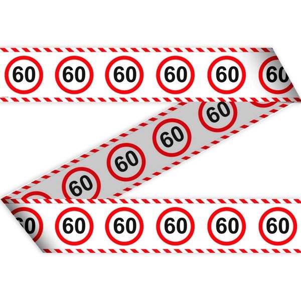 60th Birthday Traffic Sign Barricade Tape - 15 m