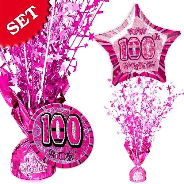 Dekoset zum 100. Geburtstag in pink