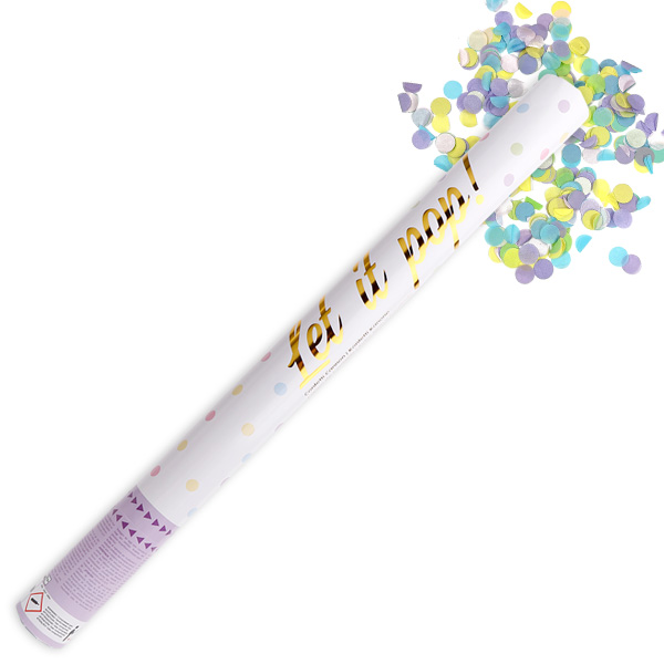 Konfettikanone mit Papier-Konfetti in bunten Pastellfarben, 60cm