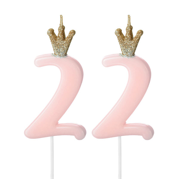 Zahlenkerzen-Set zum 22. Geburtstag in rosa